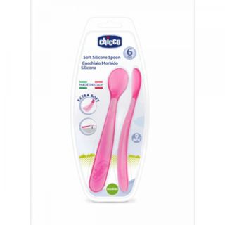 Chicco Utensílios Alimentação Colher Silic 6m+ Rosa 2