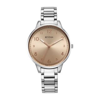 TITAN Silver Watch with Rose Gold Dial