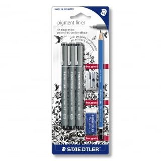 Set Dibujo Técnico (3 Calibrados 0,2 - 0,4 - 0,8 + Lápiz Lumograph + Goma De Borrar) Staedtler