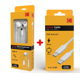 Pack Kodak : Ecouteurs Fil Type C + Cable C To C
