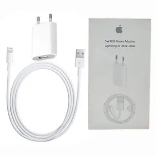 Iphone 5w Usb Power Ადაპტერი Და Usb Კაბელი Აიფონისათვის (თეთრი)
