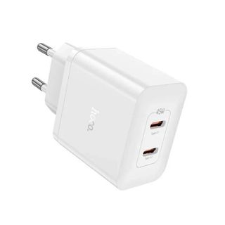 Type- C / Hoco N35 Pd45w Streamer Dual-port  (2c) Charger White (153709)