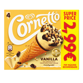 Gelado Cone Baunilha Cornetto (emb. 360 ml (4 un))