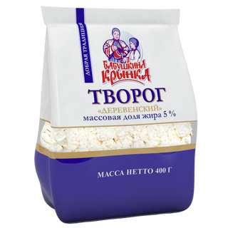 Ხაჭო "სოფლის" Ც.მ.წ. 5% "ბებოს Კოჭობი" Სამნაკერიანი Პაკეტი Მაფიქსირებელი Სარქველით)  400 Გ