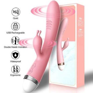 Pink USB-Rechargeable Rabbit Vibrator, Waterproof