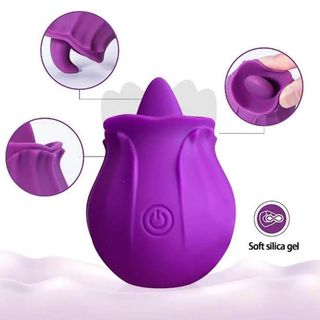 Purple Rose Tongue Vibrator, Soft Silica Gel