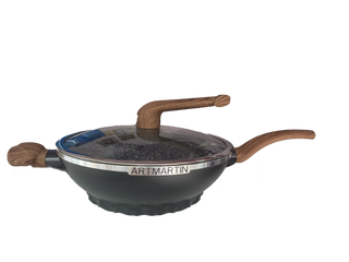 Amercook-ალუმინის Ტაფა-ვოკი Თავსახურით Ac-0110603. 32 Სმ