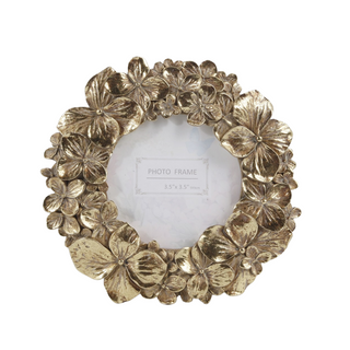 FLORAL CADRE PHOTO POLYRESINE DOREE 15.4×14.8×2 CM  REF 1020333