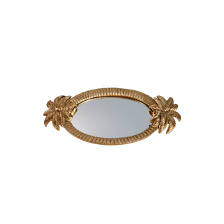 PALMIER PLATEAU MIRROIR DECORATIF POLYRESIN DOREE 36.5×19.8×3 CM 1020345