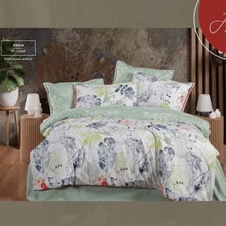 Double Bed Linen;  Halore Green