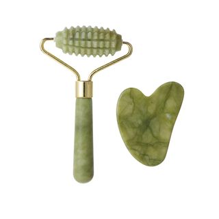 სახის მასაჟორის ნაკრები/jade Massage Set (roller & Scraping Plate)