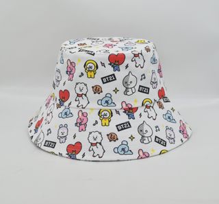 ქუდი/bt21 Collection White All-cover Print Bucket Hat