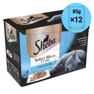 Lot de morceaux de Sheba en sauce au poisson pour chats 12×85g