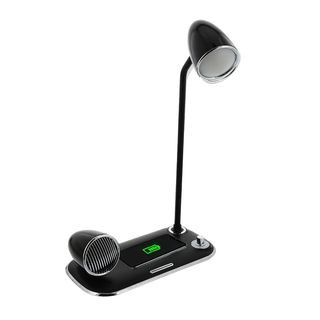 Incarcator wireless birou Tellur, 15W, Boxa Bluetooth 5W, Lampa de birou, Tellur Nostalgia, Negru