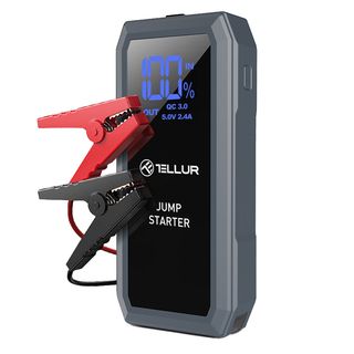 Starter auto portabil Tellur, 12V, 1500A, baterie exerna, 16800mAh, lanterna, gri