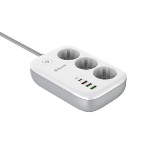 Prelungitor WiFi Tellur Smart, 3 porturi, PD30W, QC18W, 2xUSB 2.4A, 2500W, 10A, 2m