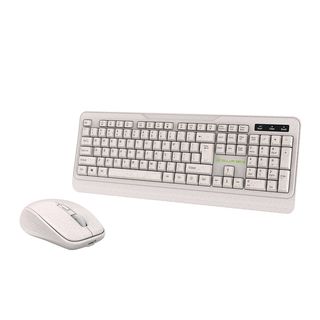 Kit tastatura si mouse fara fir Tellur Green, 2.4GHz, nano receiver, crem