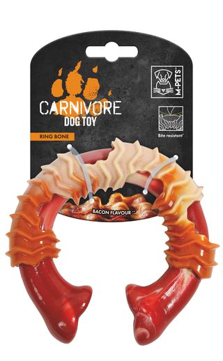 ძაღლის სათამაშო ბეჭედი ძვალი, ბეკონის გემოთი,CARNIVORE 14 x 13.7 x 4.1 სმ