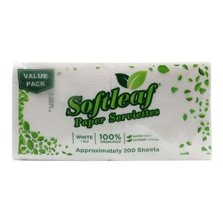 Softleaf Twin Valuepack White Paper Serviettes, 200 Sheets