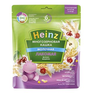 ჰეინცი - ფაფა რძიანი ლაკომაია მრავალმარცვლეული. ვაშლით და ალუბალით 170გრ 5259 4600689605259 Heinz - Porridge milk Lakomaya multigrain. with apple and cherry 170g 5259