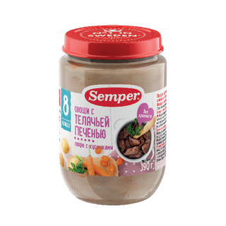 სემპერი - პიურე ხბოს ღვიძლი ბოსტნეულით /8თვ+/ 190გრ 8838 Liver in cream sauce