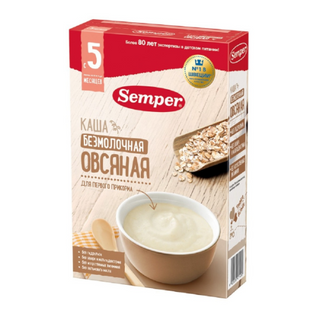 სემპერი - ფაფა ურძეო შვრიის /5თვ+/ 180გრ 1458 Oat non-milk cereals 180g 1458