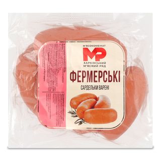 Сардельки Харківський М'ясний Ряд Фермерські варені 1г фас ваг за 100 гр
