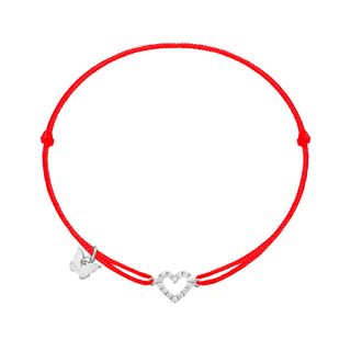 Hole Heart Rhodium Zircon RED narukvica