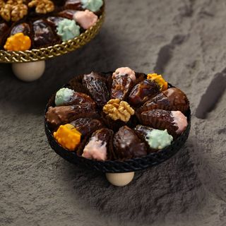 Plateau rond Pieds bois - doré Mf - Dattes prestiges