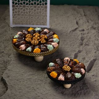 Plateau rond Pieds bois - doré Pf - Dattes prestiges