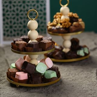 Serviteur 2 etage ronds Petit - Doré - Sellou Prestige