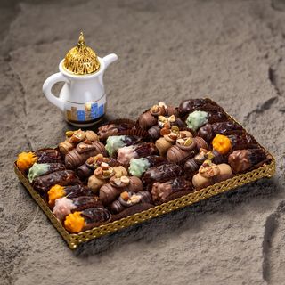 Plateau rectangle doré GF - Dattes prestiges