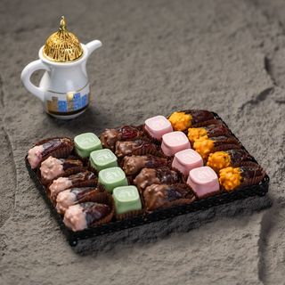 Plateau rectangle noir PF- Dattes & sellou