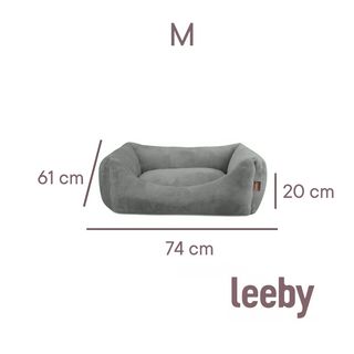 Leeby Cama suave de veludo cinzenta para cães