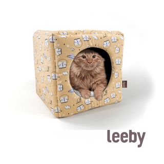 Leeby Cama Cueva Estampado Cómic Amarillo para gatos