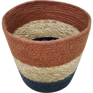 Panier à Bandes Bleu/Rouge/Écru Très Grande Jute Kasa