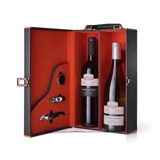 Kakhetian Noble White/Red Gift Box / კახური წარჩინებული თეთრი და წითელი სასაჩუქრე ტყავის ჩანთაში