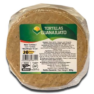 Guanajuato  Mex Wraps Tortilla de Milho 15cm 20un 500g