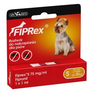 Fiprex - Krople Przeciwko Pchłom I Kleszczom Dla Psów S, Jedna Tubka 1ml