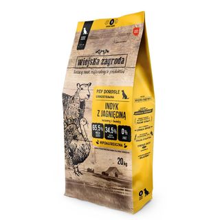 Sucha Karma Wiejska Zagroda Indyk Z Jagnięciną, Rozmiar Chrupek M, 1kg