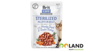 Brit Care Sterilised Kaczka Z Indykiem - Filety W Galaretce Saszetka 85g