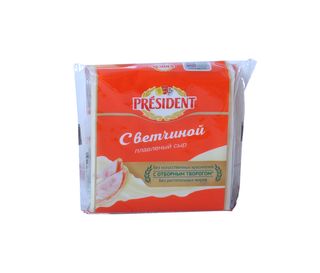 PRESIDENT-მდნარი ყველი პრეზიდენტი ბუტერბროდის ოსტატი ლორით 40% 150გ.