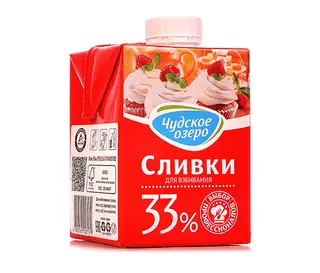 Сливки д/взбивания Чудское озеро 33% 500г т/п