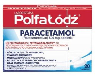 Paracetamol Polfa-Łódź 500 mg 20 tabletek