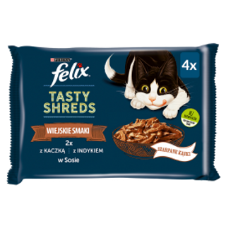 4x80 G Felix Tasty Shreds Wiejskie Smaki Z Kaczką I Indykiem 4x80 G