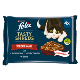 4x80 G Felix Tasty Shreds Karma Dla Kota Wiejskie Smaki 4x80 G