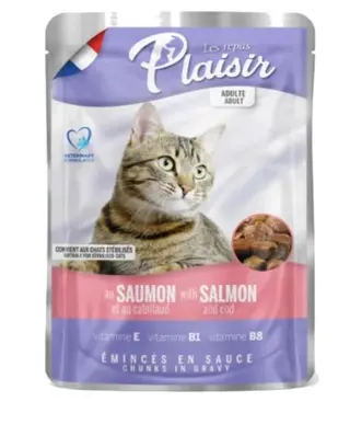 Plaisir Cat Wet Food Pouch Adult Sterilised Salmon 100g