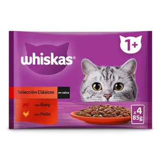 Whiskas Comida Húmeda para Gatos Selección Carnes 4x85g