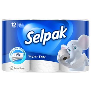 Papier toilette blanc super soft 3 plis x12pcs - SELPAK