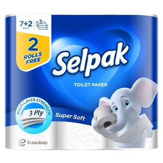 Selpak Papier Toilette 3 Plis 9 Rouleaux (7+2)